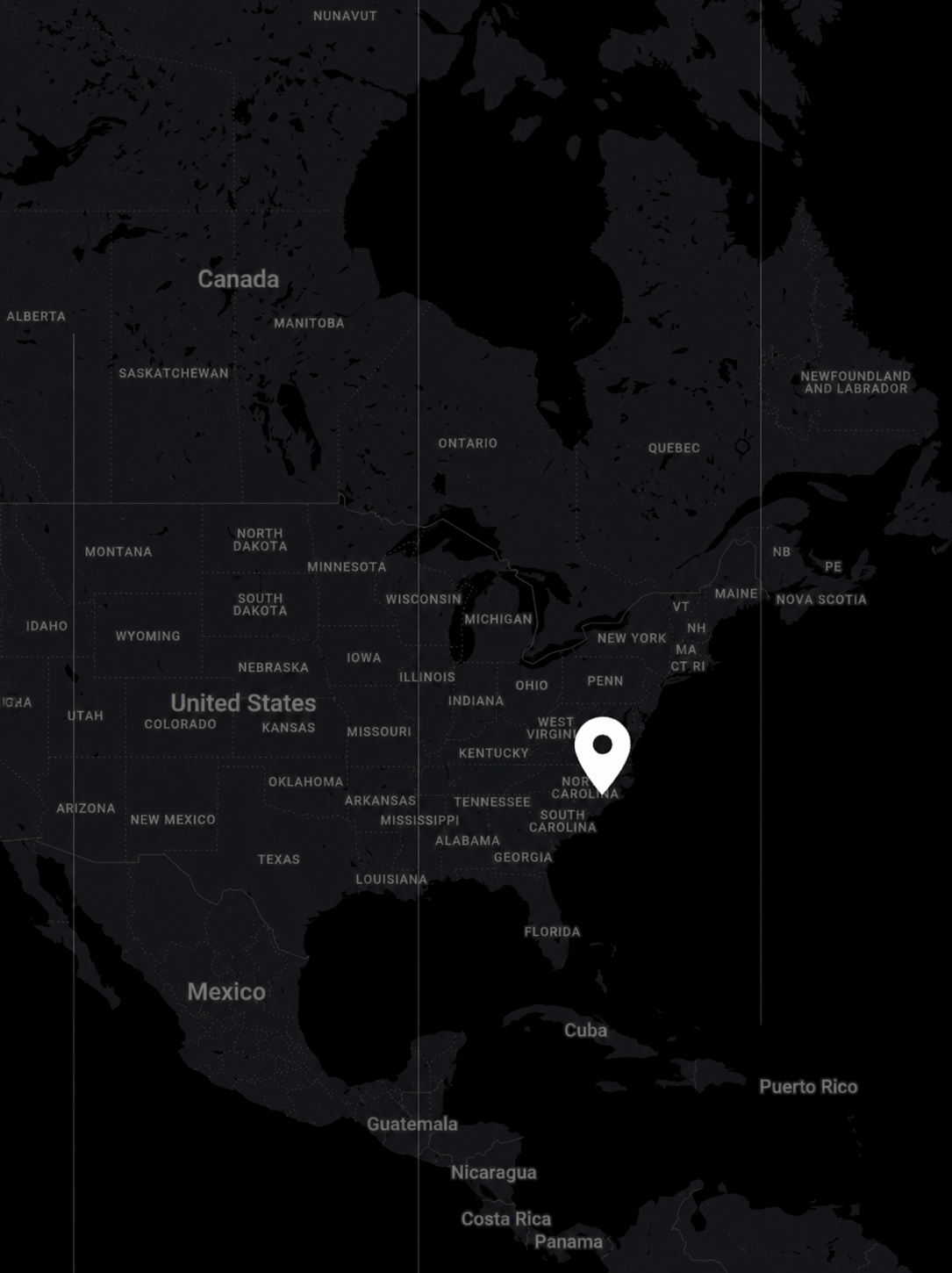 Map showing Pole Body & Arts studio locations in North Carolina